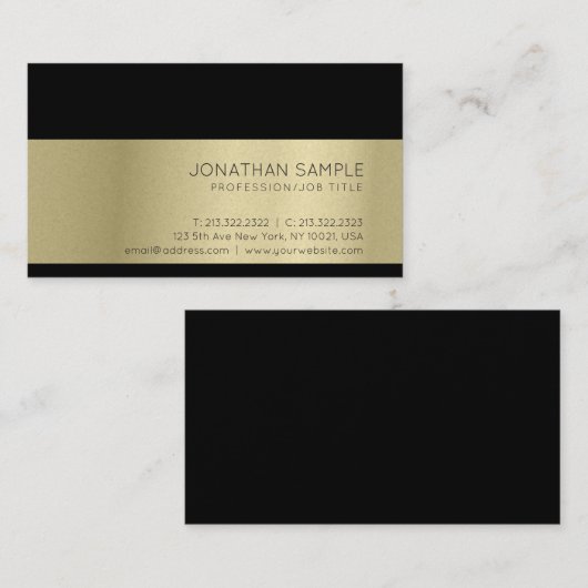 金ゴールドルックエレガントプロフェッショナルラグジュアリー 名刺 (正面/裏面)