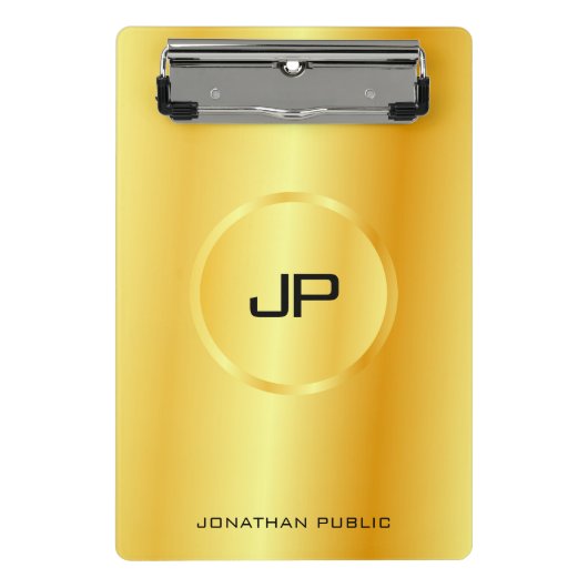 金ゴールドルックエレガントモノグラムモダントレンディーテンプレート ミニクリップボード (正面)