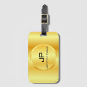 金ゴールドルックエレガントモノグラモダンムテンプレート ラゲッジタグ (正面縦)