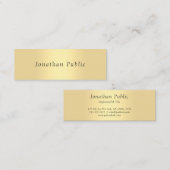 金ゴールドルックエレガント手書きシンプルテンプレート スキニー名刺 (正面/裏面)