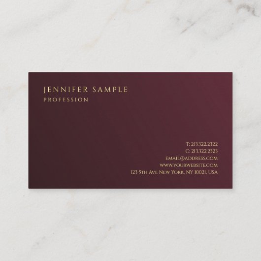 金ゴールドルックエレガント文字プレミアムシックラグジュアリー 名刺 (裏面)