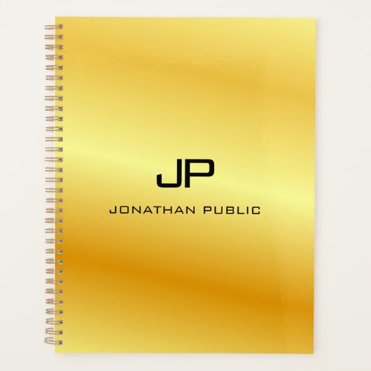 金ゴールドルックカスタムグラモールモノグラムテンプレート プランナー手帳 (正面)