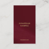 金ゴールドルックカスタム文字ブルゴーニュテンプレート垂直 名刺 (正面)