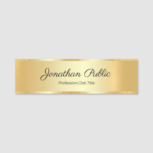 金ゴールドルックカスタム書跡スクリプトテンプレート 名札 (正面)