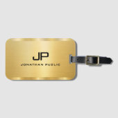 金ゴールドルックグラマラスモダンモノグラムテンプレート ラゲッジタグ (正面横)