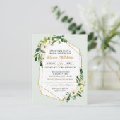 金ゴールドルックジオメトリックフレームフローラブライダルシャワー 招待状 (スタンド正面)