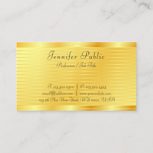 金ゴールドルックテンプレートプロフェッショナルモダン エレガント 名刺 (裏面)
