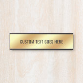 金ゴールドルックテンプレートルーム名カスタム文字エレガント サインプレート (正面)