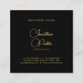 金ゴールドルックハンドスクリプト名シンプルテンプレートエレガント スクエア名刺 (裏面)