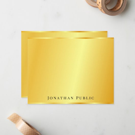 金ゴールドルックパーソナライズされたエレガントトレンディーテンプレート ノートカード (正面/裏面インサイチュ)