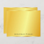 金ゴールドルックパーソナライズされたエレガントトレンディーテンプレート ノートカード (正面/裏面)