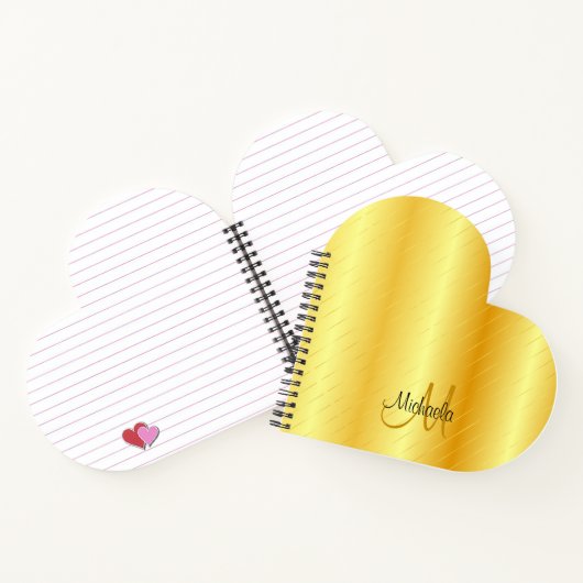 金ゴールドルックパーソナライズされたモノグラムエレガントテンプレート ノートブック (内部)