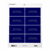 金ゴールドルックフォントテンプレートネイビーブルー配送先住所 ラベル (フルシート)