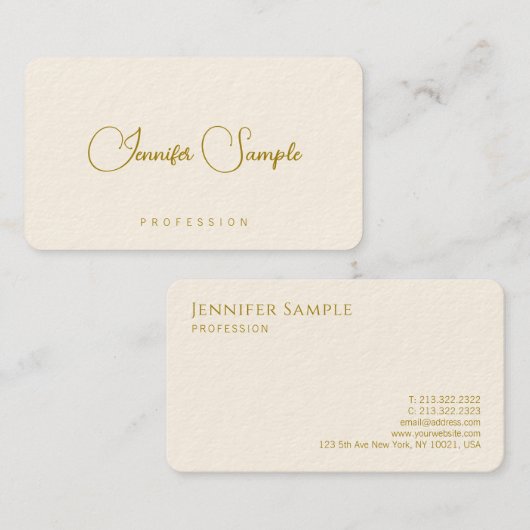 金ゴールドルックフォントテンプレートモダンタイポグラフィ 名刺 (正面/裏面)