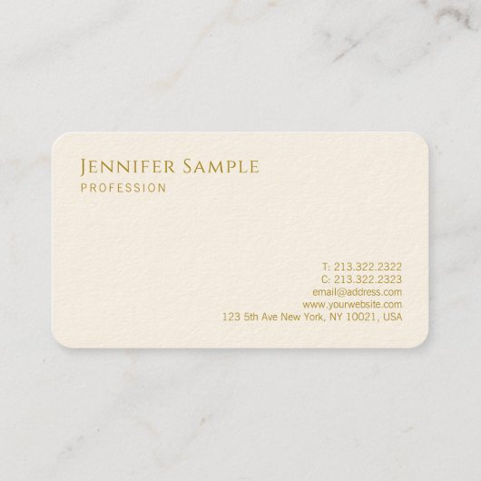 金ゴールドルックフォントテンプレートモダンタイポグラフィ 名刺 (裏面)