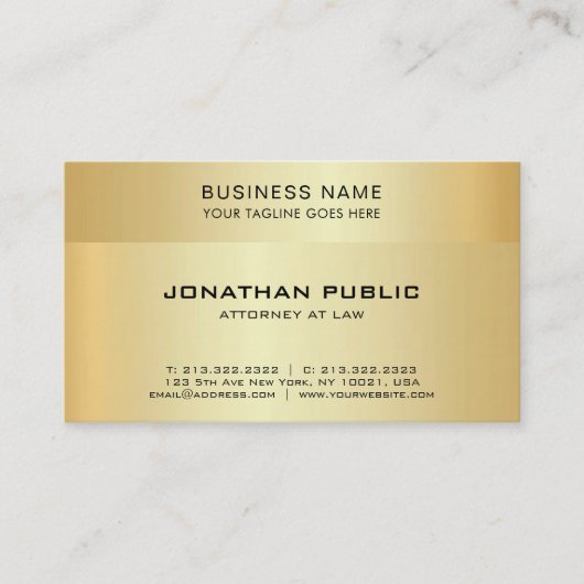 金ゴールドルックプロフェッショナル弁護士弁護士 名刺 (正面)