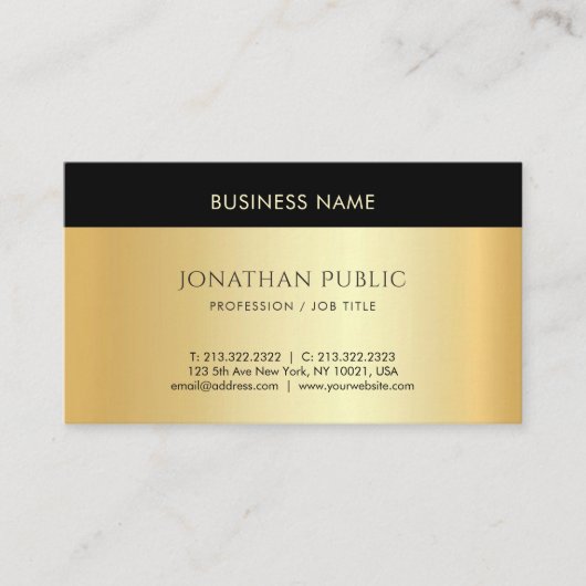 金ゴールドルックミニマパーソナライズされたリストテンプレート 名刺 (正面)