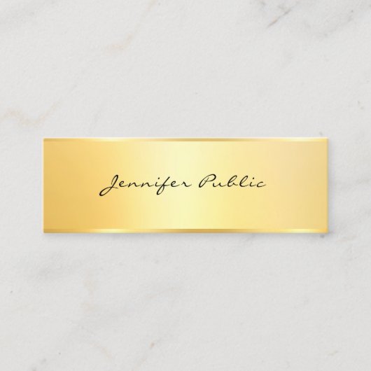 金ゴールドルックミニマルモダンエレガントテンプレート スキニー名刺 (正面)