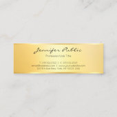 金ゴールドルックミニマルモダンエレガントテンプレート スキニー名刺 (裏面)