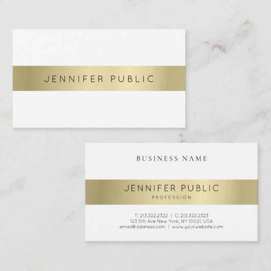 金ゴールドルックミニマルモダンリストプレーンプロフェッショナル 名刺 (正面/裏面)