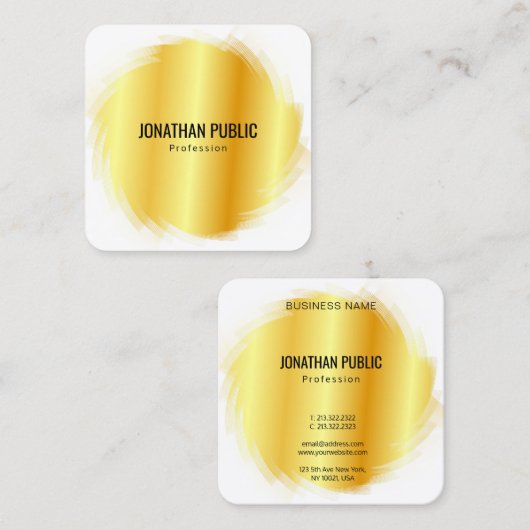 金ゴールドルックモダンエレガントプロフェッショナルテンプレート スクエア名刺 (正面/裏面)