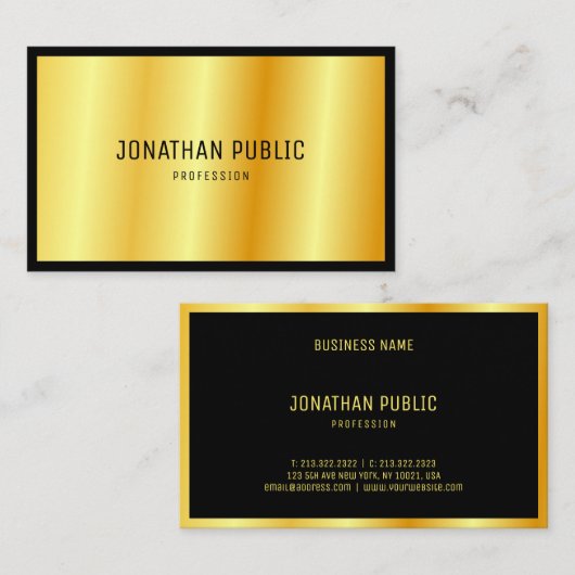 金ゴールドルックモダンエレガントプロフェッショナルテンプレート 名刺 (正面/裏面)