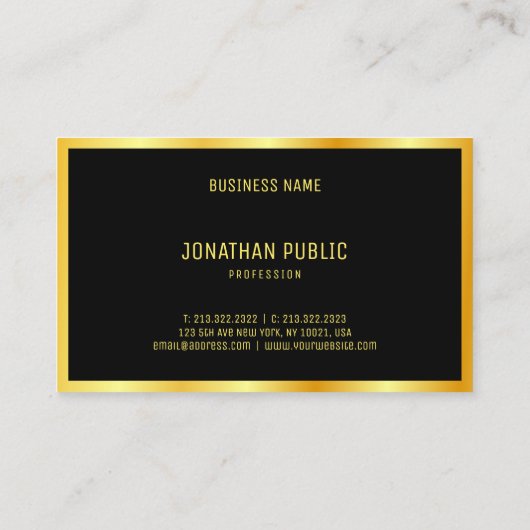 金ゴールドルックモダンエレガントプロフェッショナルテンプレート 名刺 (裏面)