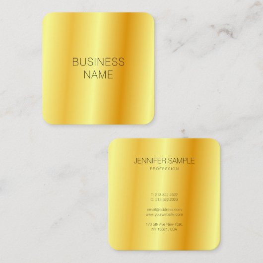 金ゴールドルックモダングラマー企業の会社 スクエア名刺 (正面/裏面)