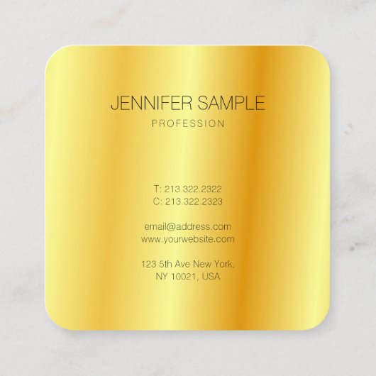 金ゴールドルックモダングラマー企業の会社 スクエア名刺 (裏面)