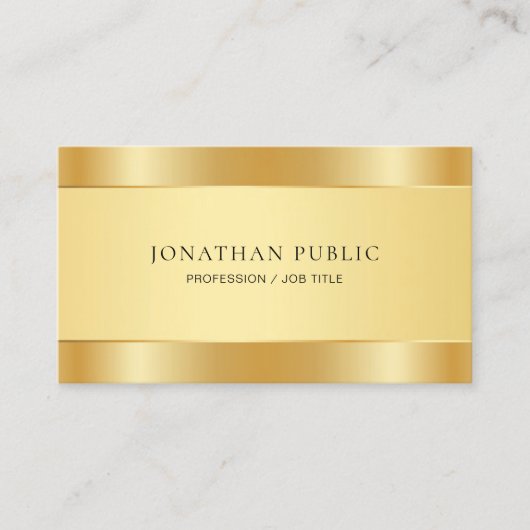 金ゴールドルックモダンミニマルエレガントテンプレート 名刺 (正面)