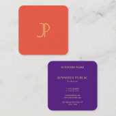 金ゴールドルックモノグラムトレンドカラーモダンテンプレート スクエア名刺 (正面/裏面)