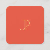 金ゴールドルックモノグラムトレンドカラーモダンテンプレート スクエア名刺 (正面)