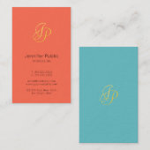 金ゴールドルックモノグラムモダンカラーエレガントテンプレート 名刺 (正面/裏面)