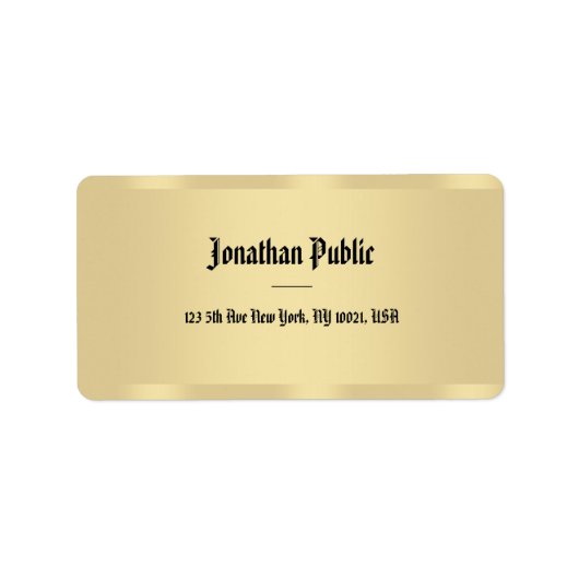 金ゴールドルックラシックク旧スタイル文字エレガントテンプレート ラベル (正面)