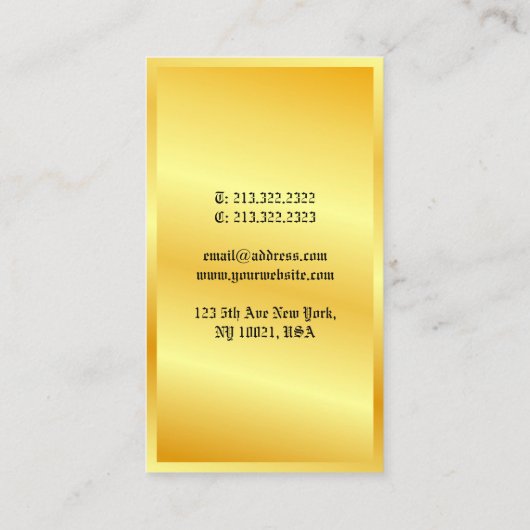 金ゴールドルックラシックク旧スタイル文字エレガントテンプレート 名刺 (裏面)