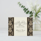 金ゴールドルックレースバロックアールヌーボーデコ20sスタイル インビテーションポストカード (スタンド正面)