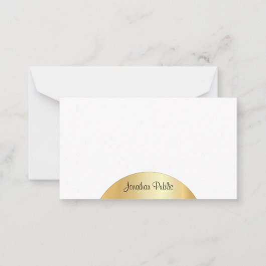 金ゴールドルック手書きモノグラムエレガントテンプレート ノートカード (正面)