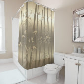 金ゴールドルック竹植物自然 シャワーカーテン (インサイチュ)