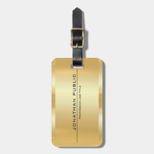 金ゴールドルッモダンクエレガントグラマーテンプレート傾向 ラゲッジタグ (正面縦)