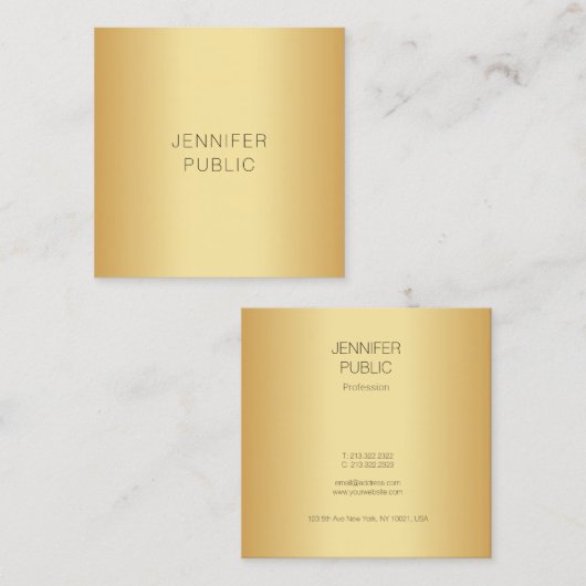 金ゴールドルッモダンクエレガントミニマルテンプレート スクエア名刺 (正面/裏面)
