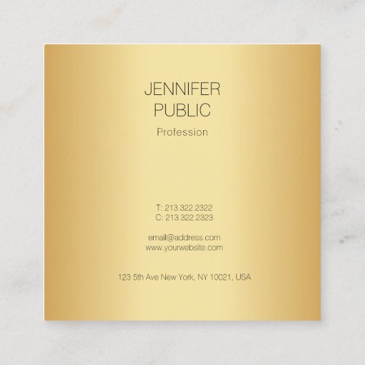 金ゴールドルッモダンクエレガントミニマルテンプレート スクエア名刺 (裏面)