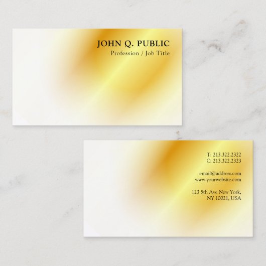 金ゴールドルッモダンクエレガントミニマルテンプレート 名刺 (正面/裏面)