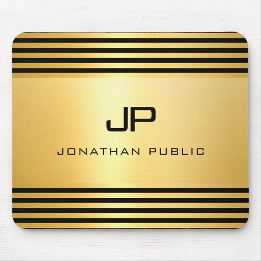 金ゴールドルッモダンクエレガントモノグラムの マウスパッド (正面)