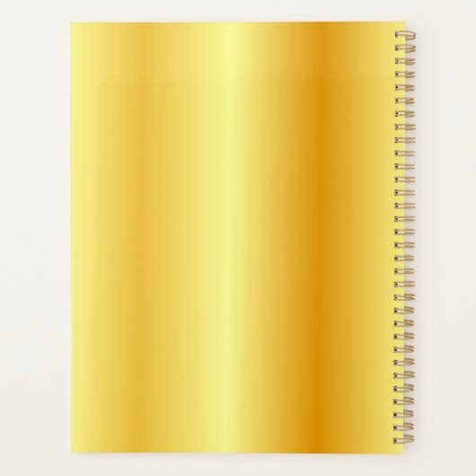 金ゴールドルッモダンクエレガントモノグラムカスタムテンプレート プランナー手帳 (裏面)