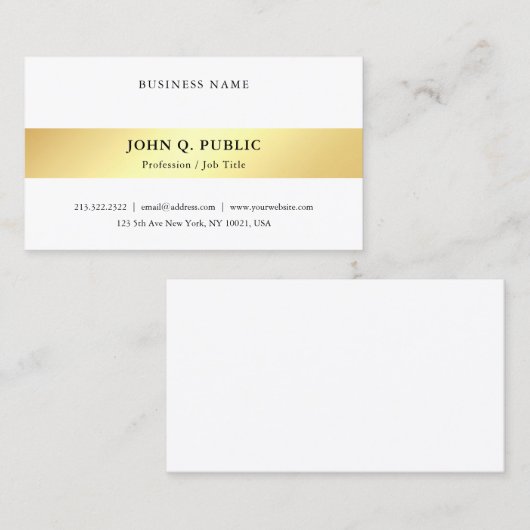 金ゴールドルッモダンクミニマルエレガントテンプレート 名刺 (正面/裏面)