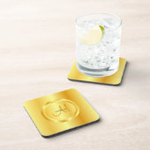 金ゴールドルッモダンクモノグラムのエレガントテンプレート コースター (右側)