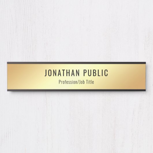 金ゴールドルッモダングラマラステンプレートパーソナライズされた サインプレート (正面)