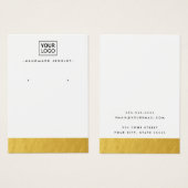 金ゴールドルッ縁どクカスタムのロゴイヤリングディスプレイカード (正面&裏面)