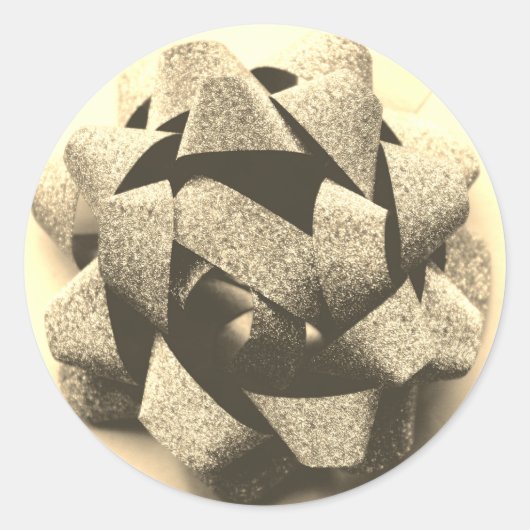 金ゴールドルプレゼントパーティーボウ ラウンドシール (正面)