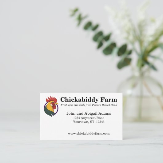 金ゴールドルースターエッグファーム農家ランチカントリー 名刺 (スタンド正面)